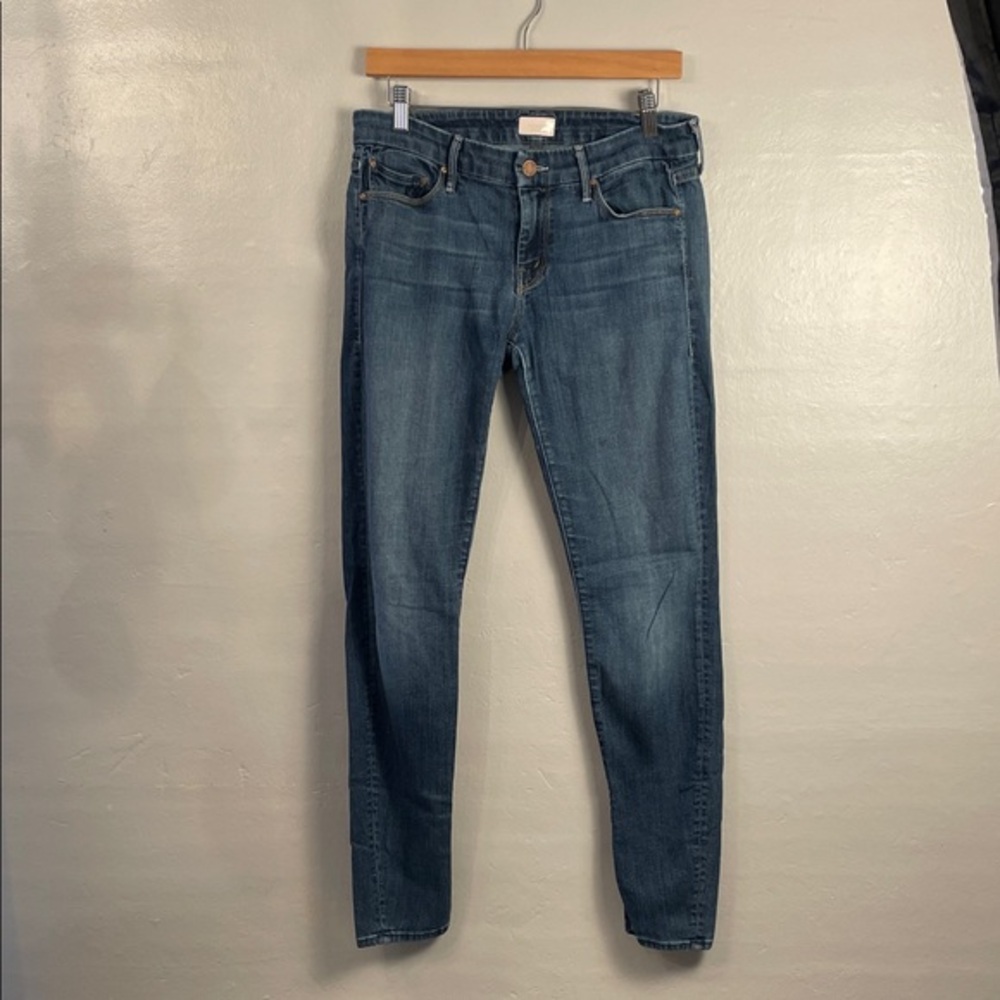 MOTHER the Looker  Women's Blue Skinny Jeans size 29 wash flowers from the Storm